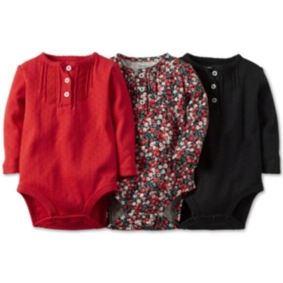 Carter's Baby Girls 3 pack Pleated Bodysuits 3 Month Floral Solid‎ Set Lace - Picture 1 of 6